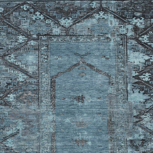 HomeRoots 10' Blue and Gray Oriental Indoor-Outdoor Area Rug - Washable, Durable, Stylish for High-Traffic Use 619002