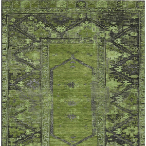 HomeRoots 5' X 8' Stylish Olive Green and Gray Washable Rug for Indoor/Outdoor Use - Durable & Easy Care! 619010