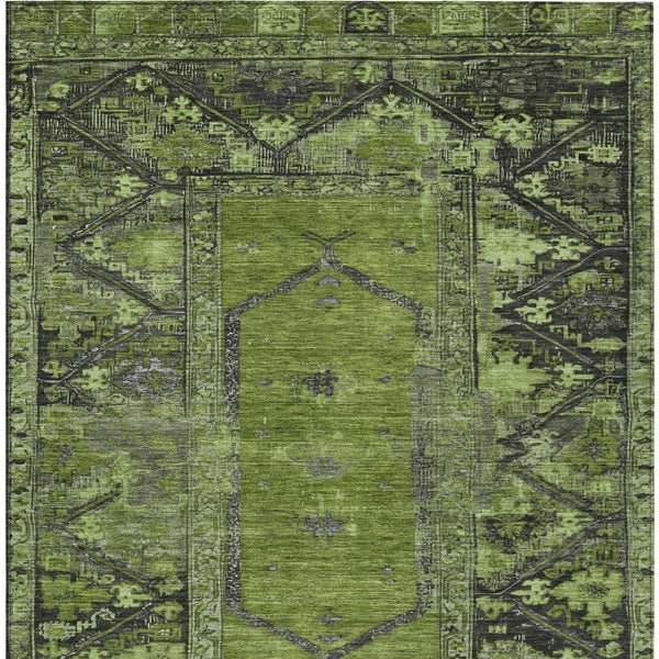 HomeRoots 5' X 8' Stylish Olive Green and Gray Washable Rug for Indoor/Outdoor Use - Durable & Easy Care! 619010