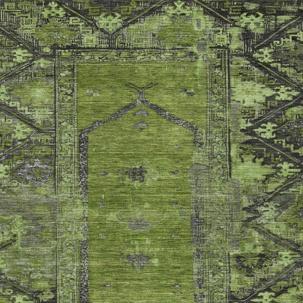 HomeRoots 8' X 10' Olive Green & Gray Oriental Area Rug - Washable, Durable for Indoor/Outdoor Use, Stylish Decor 619012