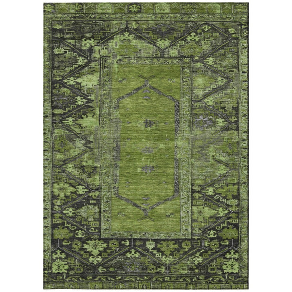HomeRoots 9' Olive Green & Gray Oriental Area Rug - Washable, Durable for Indoor & Outdoor Use, Easy Care 619013