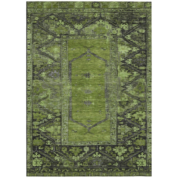 HomeRoots 9' Olive Green & Gray Oriental Area Rug - Washable, Durable for Indoor & Outdoor Use, Easy Care 619013