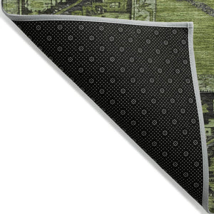 HomeRoots 9' Olive Green & Gray Oriental Area Rug - Washable, Durable for Indoor & Outdoor Use, Easy Care 619013