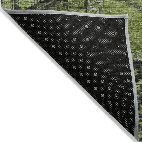 HomeRoots 9' Olive Green & Gray Oriental Area Rug - Washable, Durable for Indoor & Outdoor Use, Easy Care 619013