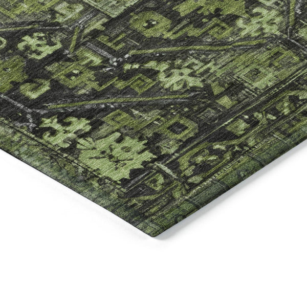 HomeRoots 9' Olive Green & Gray Oriental Area Rug - Washable, Durable for Indoor & Outdoor Use, Easy Care 619013
