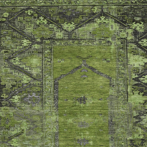 HomeRoots 9' Olive Green & Gray Oriental Area Rug - Washable, Durable for Indoor & Outdoor Use, Easy Care 619013