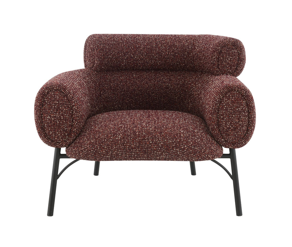 English Elm Mardi Burgundy Tweed Chair with Wooden Frame, KD Legs & Full Foam Seat — 10" Clearance, 220lb Capacity B2726P309302