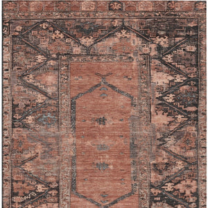 HomeRoots 8' X 10' Terra Cotta & Gray Washable Rug - Durable, Stylish Indoor/Outdoor Area Rug for High Traffic Zones 619024