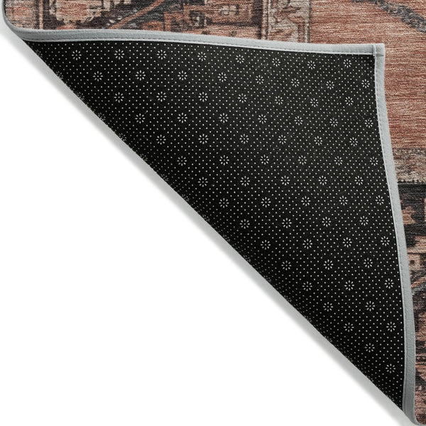 HomeRoots 8' X 10' Terra Cotta & Gray Washable Rug - Durable, Stylish Indoor/Outdoor Area Rug for High Traffic Zones 619024