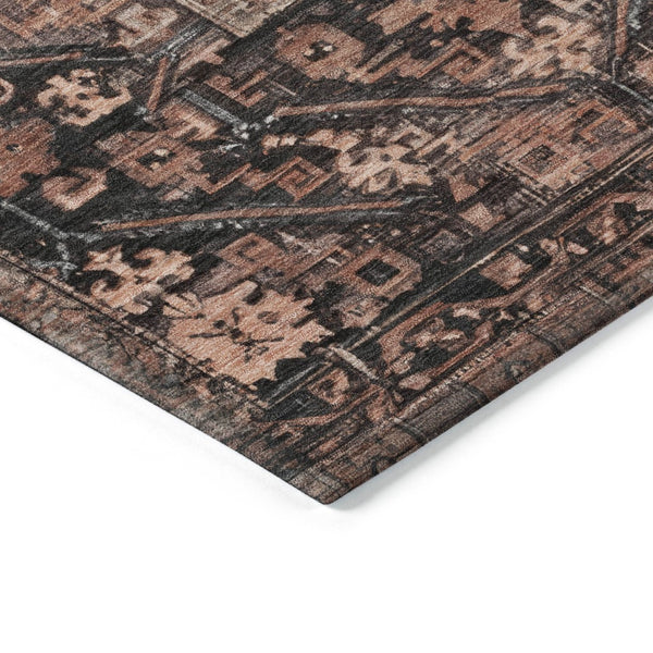 HomeRoots 8' X 10' Terra Cotta & Gray Washable Rug - Durable, Stylish Indoor/Outdoor Area Rug for High Traffic Zones 619024