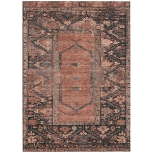 HomeRoots 9' X 12' Terra Cotta and Gray Oriental Washable Area Rug – Durable, Stylish, Perfect for Indoors & Outdoors 619025