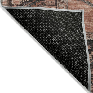 HomeRoots 9' X 12' Terra Cotta and Gray Oriental Washable Area Rug – Durable, Stylish, Perfect for Indoors & Outdoors 619025