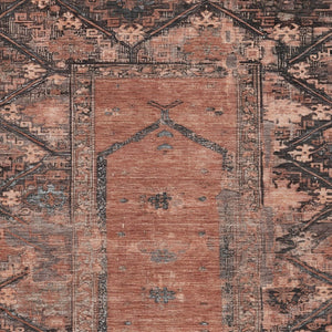 HomeRoots 10' Terra Cotta and Gray Oriental Washable Area Rug - Durable, Stylish Design for Indoor & Outdoor Use 619026
