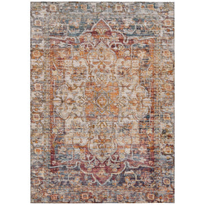 HomeRoots 5' Copper and Ivory Floral Medallion Area Rug – Stylish, Washable, Durable for Indoor & Outdoor Use 619028
