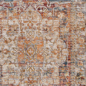 HomeRoots 5' Copper and Ivory Floral Medallion Area Rug – Stylish, Washable, Durable for Indoor & Outdoor Use 619028