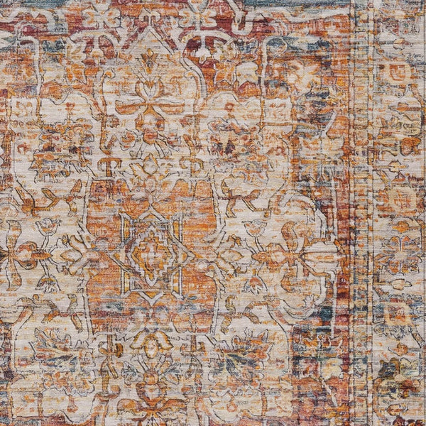 HomeRoots 5' Copper and Ivory Floral Medallion Area Rug – Stylish, Washable, Durable for Indoor & Outdoor Use 619028