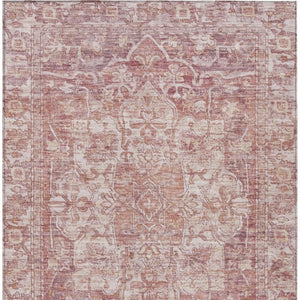 HomeRoots 5' X 8' Elegant Rust and Ivory Floral Medallion Area Rug – Washable, Durable for Indoor & Outdoor Use 619034