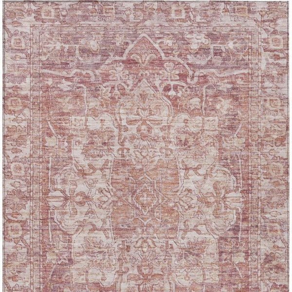 HomeRoots 5' X 8' Elegant Rust and Ivory Floral Medallion Area Rug – Washable, Durable for Indoor & Outdoor Use 619034