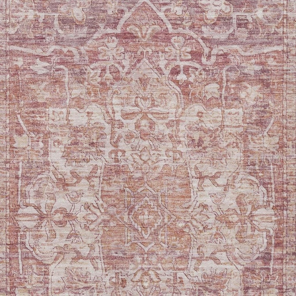 HomeRoots 5' X 8' Elegant Rust and Ivory Floral Medallion Area Rug – Washable, Durable for Indoor & Outdoor Use 619034