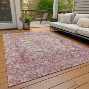 HomeRoots 5' X 8' Elegant Rust and Ivory Floral Medallion Area Rug – Washable, Durable for Indoor & Outdoor Use 619034