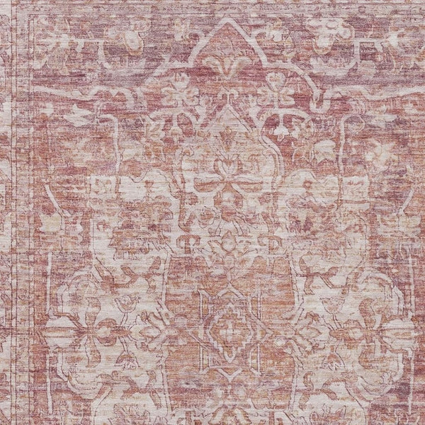HomeRoots 10' X 14' Elegant Rust and Ivory Floral Medallion Rug – Durable, Washable, Versatile Indoor/Outdoor Decor 619038
