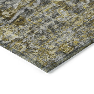 HomeRoots 5' X 8' Stunning Pewter Gray & Gold Floral Medallion Rug – Washable, Durable Indoor/Outdoor Style 619040