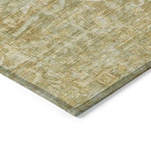 HomeRoots 5' Tan Gold Ivory Floral Medallion Area Rug - Washable, Durable, Stylish for Indoor & Outdoor Use 619046