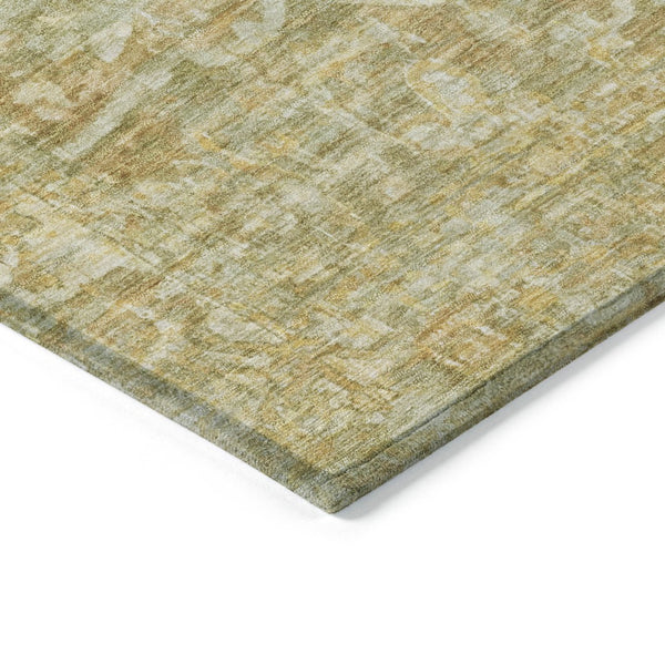 HomeRoots 5' Tan Gold Ivory Floral Medallion Area Rug - Washable, Durable, Stylish for Indoor & Outdoor Use 619046