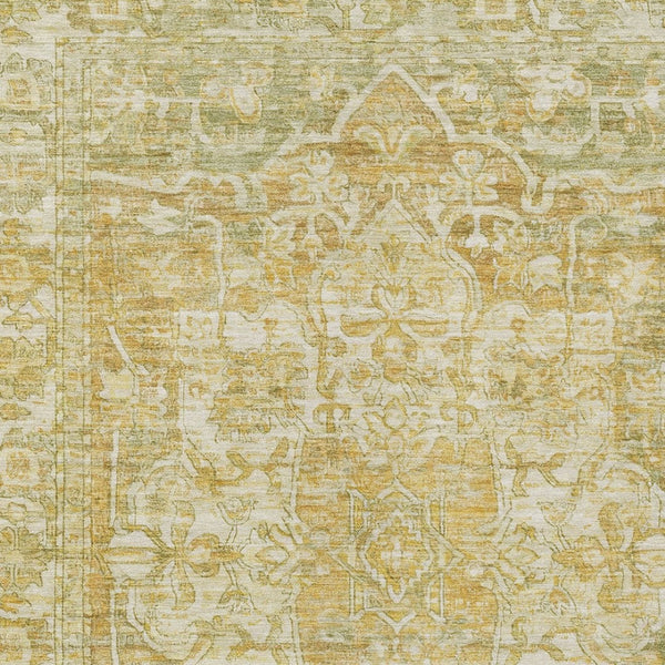 HomeRoots 8' X 10' Tan Gold Ivory Floral Medallion Rug - Stylish, Washable, Durable for Indoor & Outdoor Use 619048