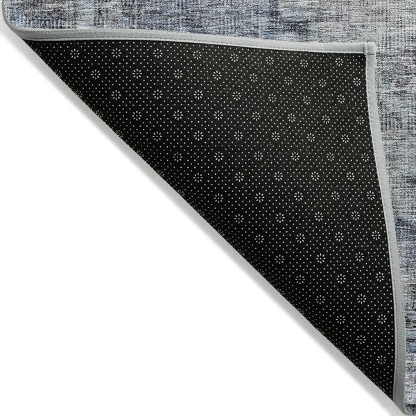 HomeRoots 8' Blue Gray Ivory Round Area Rug - Washable, Durable, Geometric Design for Indoor & Outdoor Use 619071