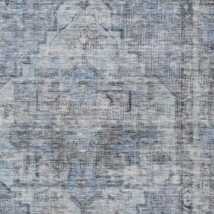 HomeRoots 8' X 10' Stylish Blue Gray Ivory Oriental Area Rug - Machine Washable, Durable, Versatile for Indoors & Outdoors 619072