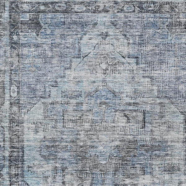 HomeRoots 9' X 12' Durable Blue Gray Ivory Oriental Washable Area Rug for Indoor & Outdoor Use, Versatile Style 619073