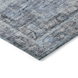 HomeRoots 9' X 12' Durable Blue Gray Ivory Oriental Washable Area Rug for Indoor & Outdoor Use, Versatile Style 619073