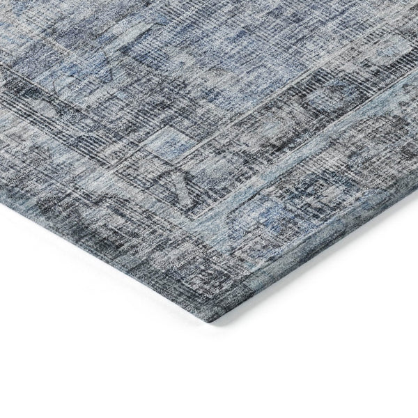HomeRoots 9' X 12' Durable Blue Gray Ivory Oriental Washable Area Rug for Indoor & Outdoor Use, Versatile Style 619073