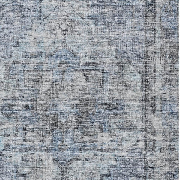 HomeRoots 10' X 14' Blue Gray and Ivory Oriental Area Rug - Washable, Durable, Indoor-Outdoor Design for Any Space 619074