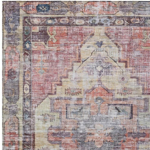 HomeRoots 5' X 8' Durable Oriental Washable Area Rug in Rust Gray & Mauve - Perfect for Indoor & Outdoor Use 619082