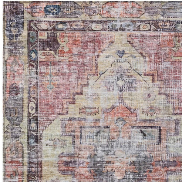 HomeRoots 5' X 8' Durable Oriental Washable Area Rug in Rust Gray & Mauve - Perfect for Indoor & Outdoor Use 619082