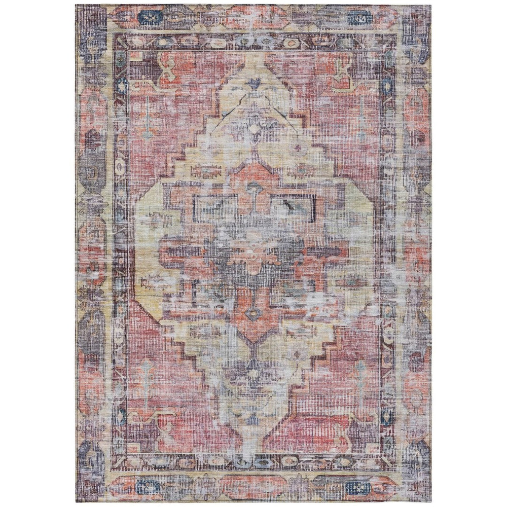 HomeRoots 5' X 8' Durable Oriental Washable Area Rug in Rust Gray & Mauve - Perfect for Indoor & Outdoor Use 619082