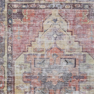 HomeRoots 8' X 10' Elegant Rust Gray and Mauve Oriental Washable Area Rug for Indoor and Outdoor Spaces 619084