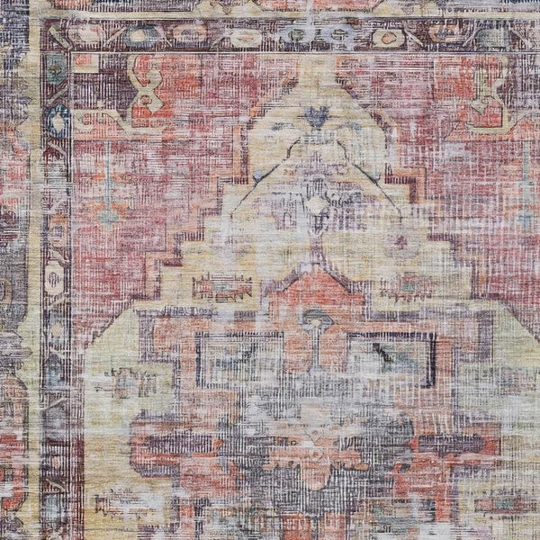 HomeRoots 8' X 10' Elegant Rust Gray and Mauve Oriental Washable Area Rug for Indoor and Outdoor Spaces 619084