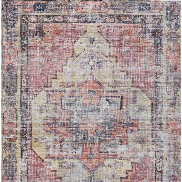 HomeRoots 10' X 14' Washable Rust Gray and Mauve Oriental Area Rug – Elegant Indoor-Outdoor Design for Durability 619086