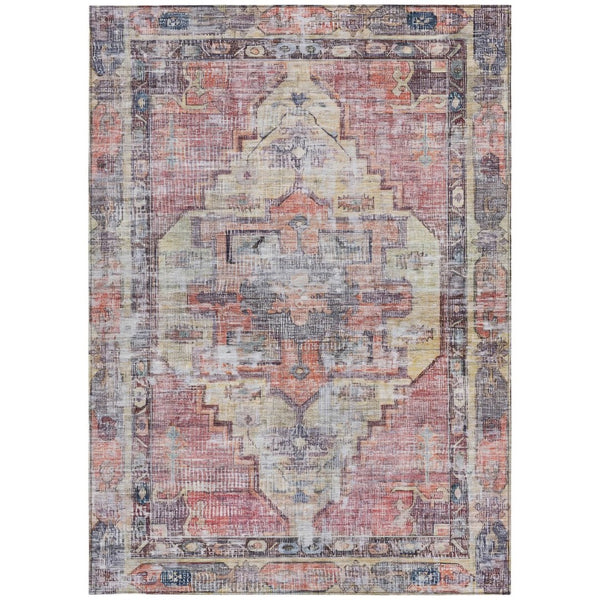 HomeRoots 10' X 14' Washable Rust Gray and Mauve Oriental Area Rug – Elegant Indoor-Outdoor Design for Durability 619086
