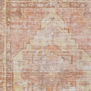 HomeRoots 8' X 10' Terra Cotta Ivory and Wheat Oriental Rug - Washable, Durable, Perfect for Indoor & Outdoor Use 619096