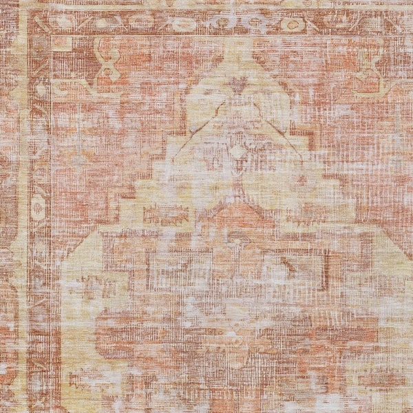HomeRoots 8' X 10' Terra Cotta Ivory and Wheat Oriental Rug - Washable, Durable, Perfect for Indoor & Outdoor Use 619096