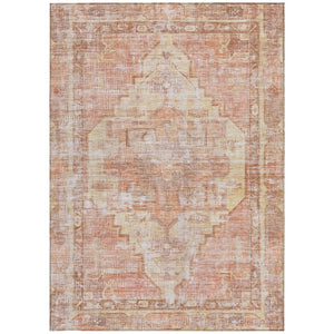 HomeRoots 10' Terra Cotta Ivory & Wheat Oriental Area Rug - Washable, Durable for Indoor & Outdoor Use 619098