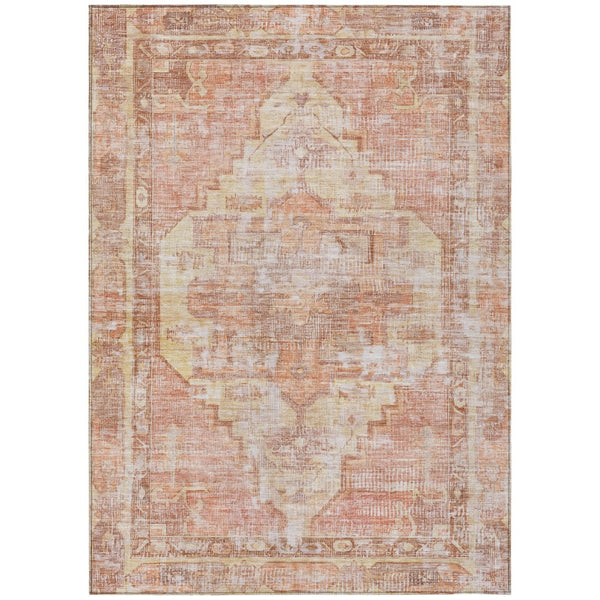 HomeRoots 10' Terra Cotta Ivory & Wheat Oriental Area Rug - Washable, Durable for Indoor & Outdoor Use 619098
