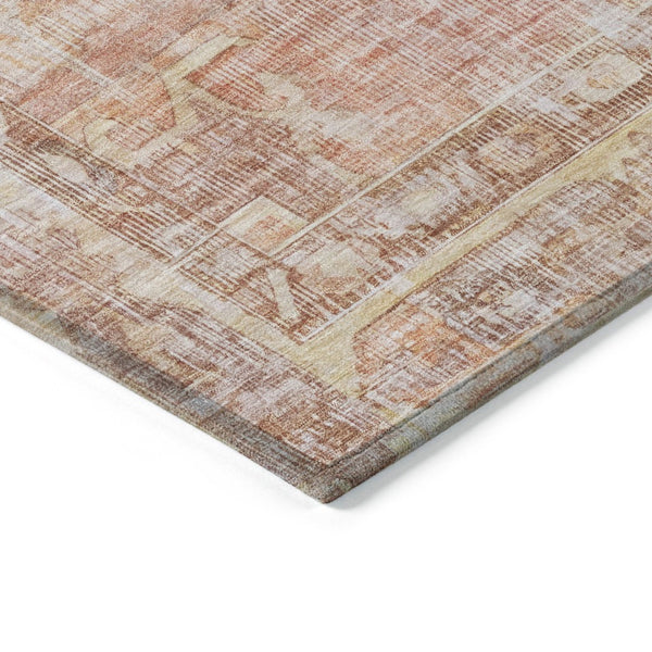 HomeRoots 10' Terra Cotta Ivory & Wheat Oriental Area Rug - Washable, Durable for Indoor & Outdoor Use 619098