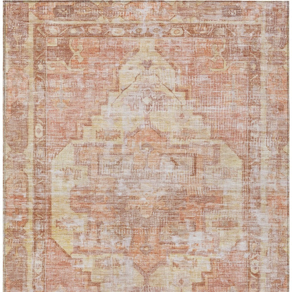 HomeRoots 10' Terra Cotta Ivory & Wheat Oriental Area Rug - Washable, Durable for Indoor & Outdoor Use 619098