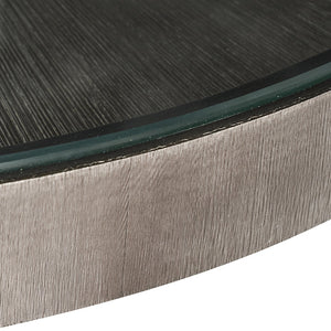 Sunpan TERRY Round Bistro Table - 35.5" Clear Glass Top with Bronzed Gunmetal Starburst Base for Elegance 105109