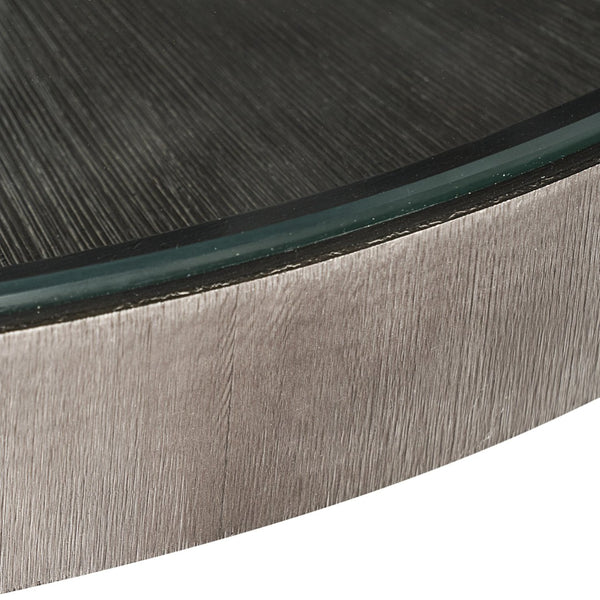Sunpan TERRY Round Bistro Table - 35.5" Clear Glass Top with Bronzed Gunmetal Starburst Base for Elegance 105109